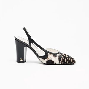 CHANEL SS26 Black and White Calf Hair Slingback Pump MATTHIEU BLAZY NWT